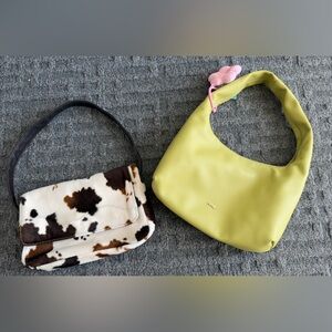 Trendy Green and Cow Print Women Bags